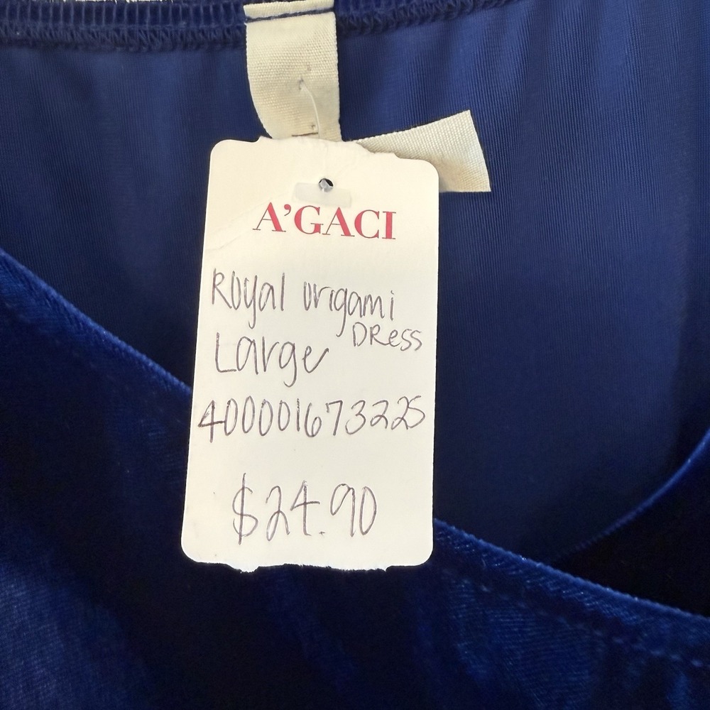 A'Gaci Women's Crushed Blue Velvet Sultry Cocktail Asymmetrical Hem Mini Dress L - Picture 7 of 13